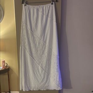 Never worn- Lace Panel White Maxi Skirt